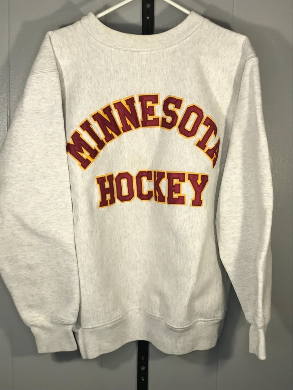 VTG Reverse Weave Minnesota Golden Gophers Sweatshirt Lg Hockey Crew Men 80s 90s